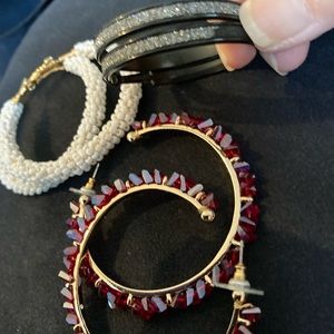 3 beautiful Beaded hooped earrings